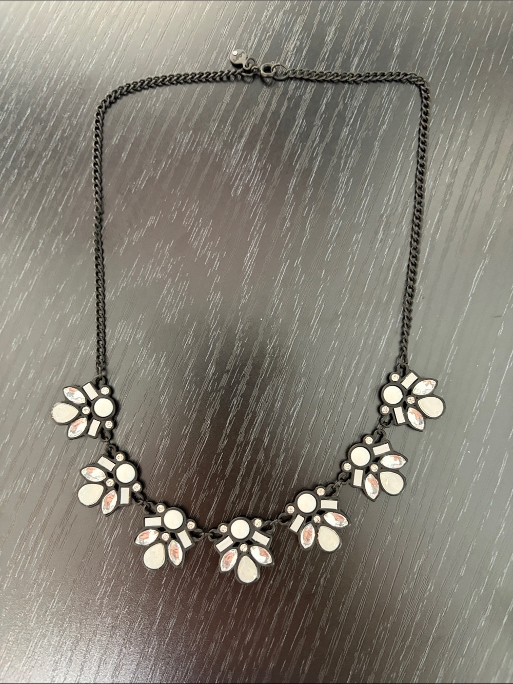 Statement Floral Cluster Necklace in White and Black